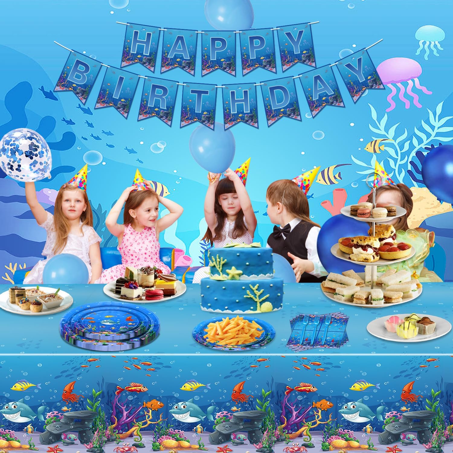 246 Pack Under the Sea Party Supplies Set for 20 Guests