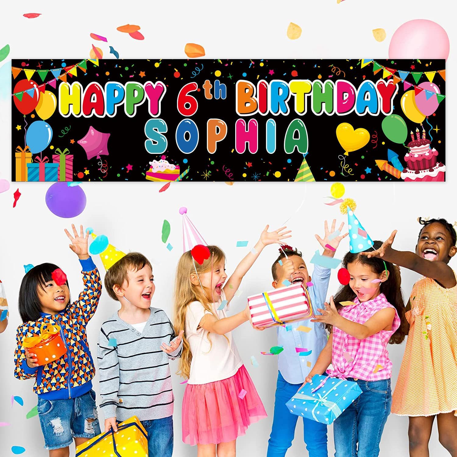 Personalized Birthday Banner with Name and Age Stickers