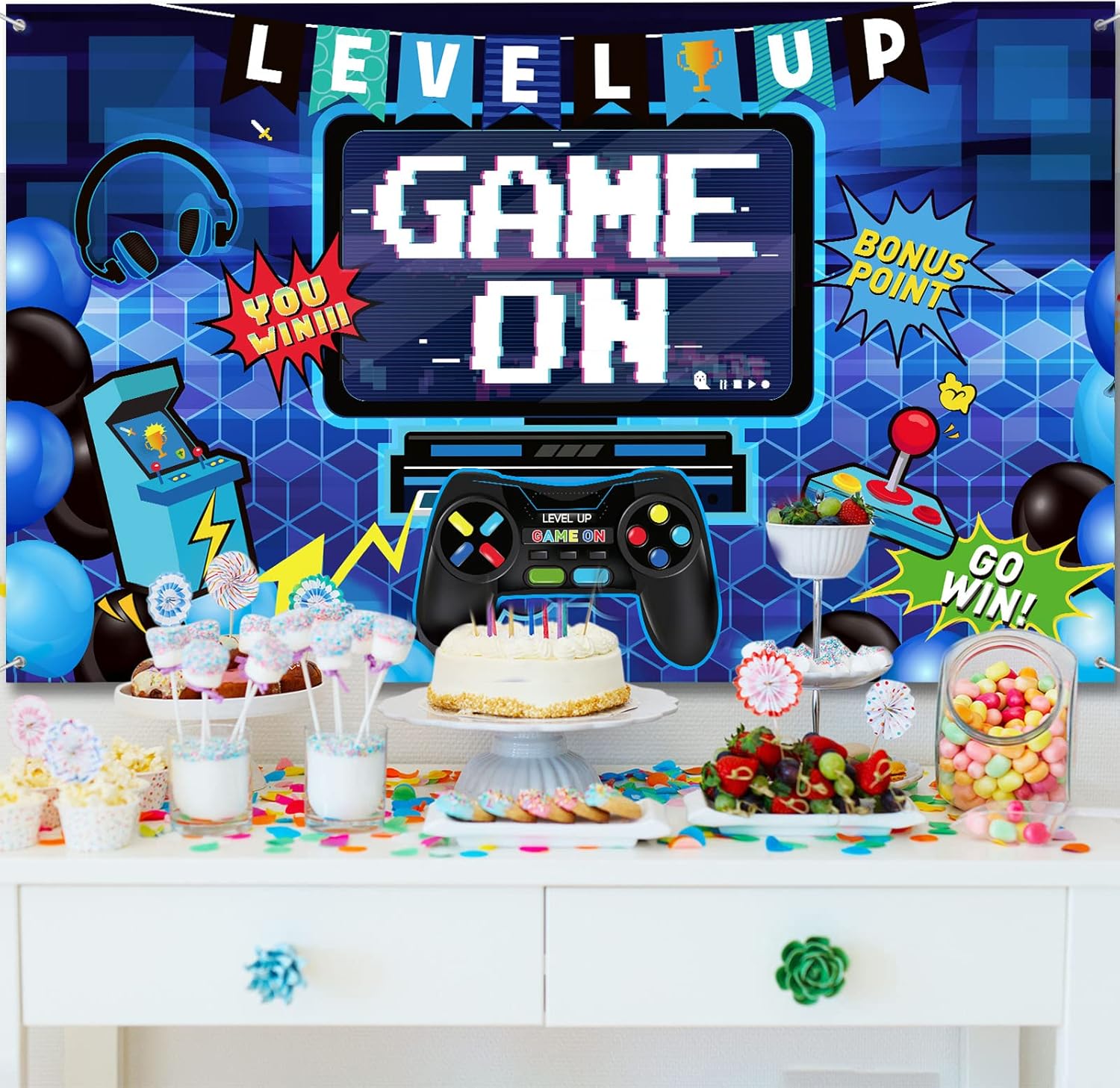 Blulu Video Game Party Decor Banner for Game Lovers