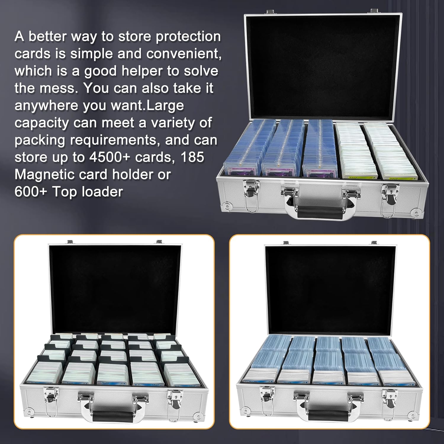 Large Capacity Card Storage Box with Detachable Partitions