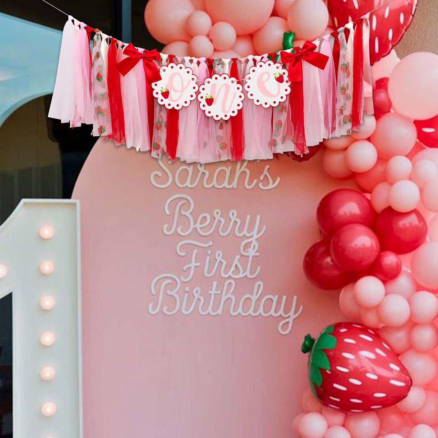 Strawberry Birthday Highchair Banner for Parties