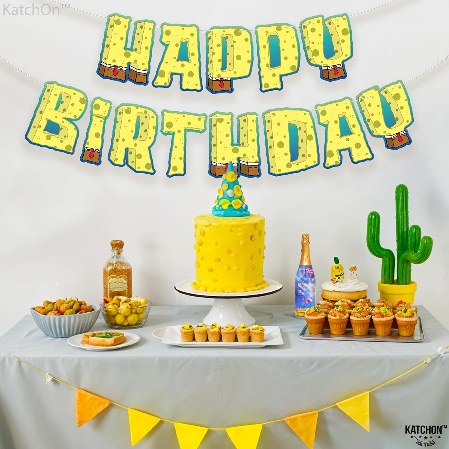 KatchOn 10 Foot Yellow Happy Birthday Banner