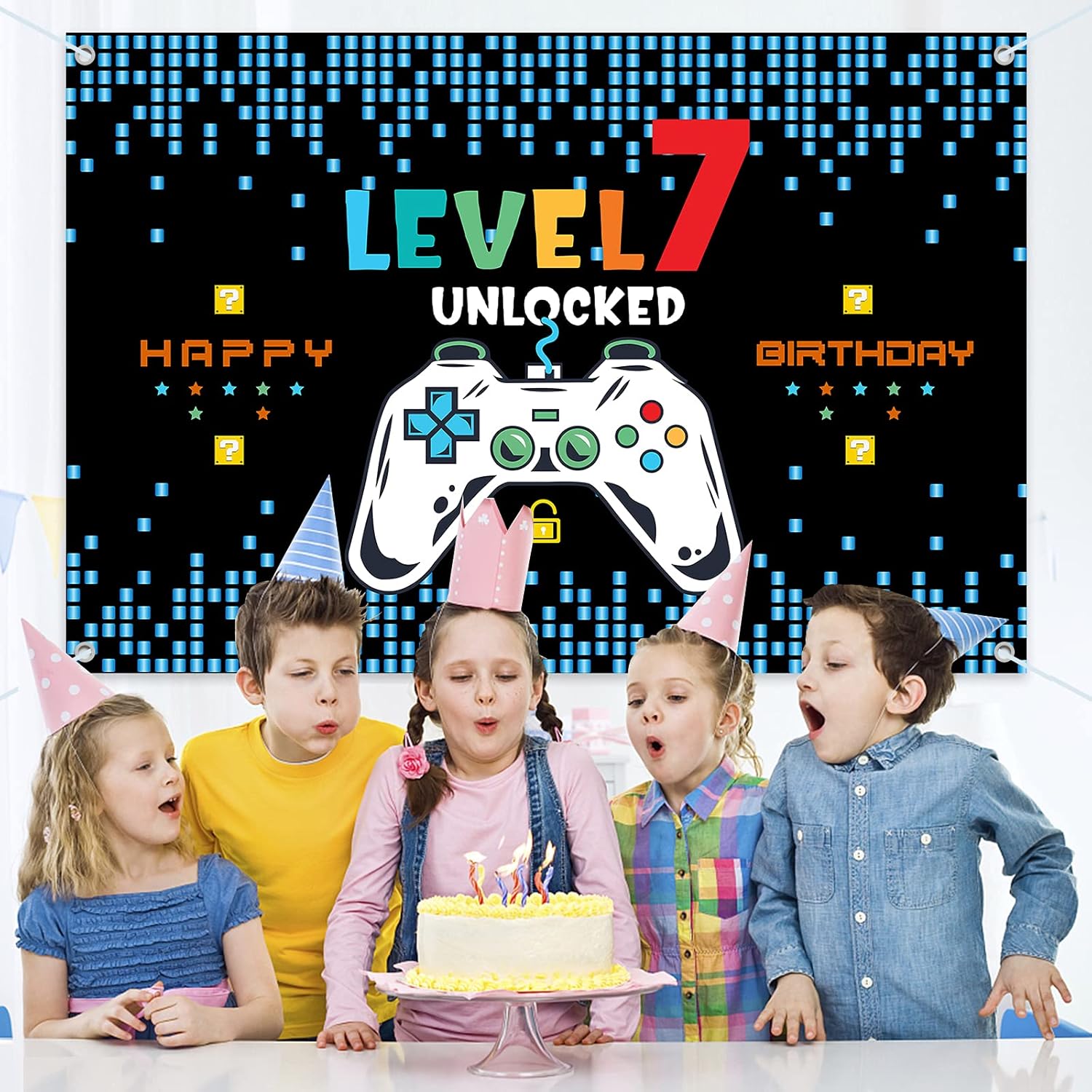 HAMIGAR 6x4ft Blue Birthday Banner Backdrop