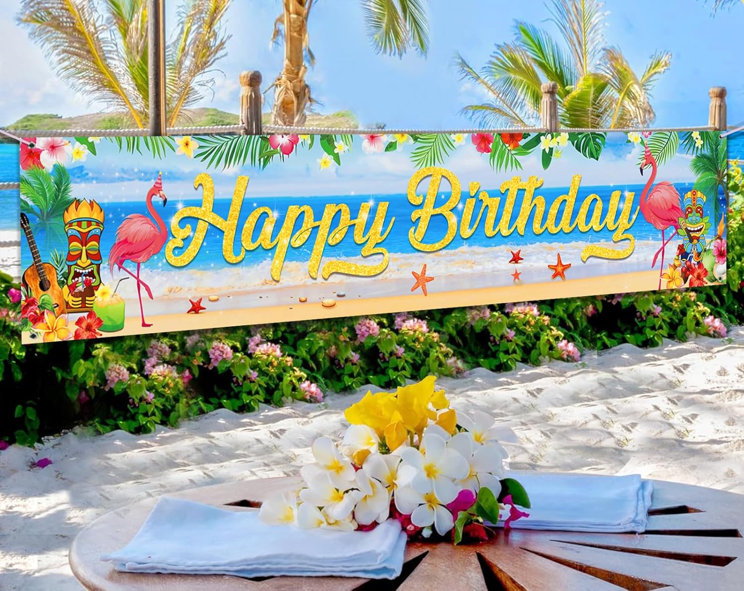 Tropical Luau Birthday Banner Decorations Yard Sign