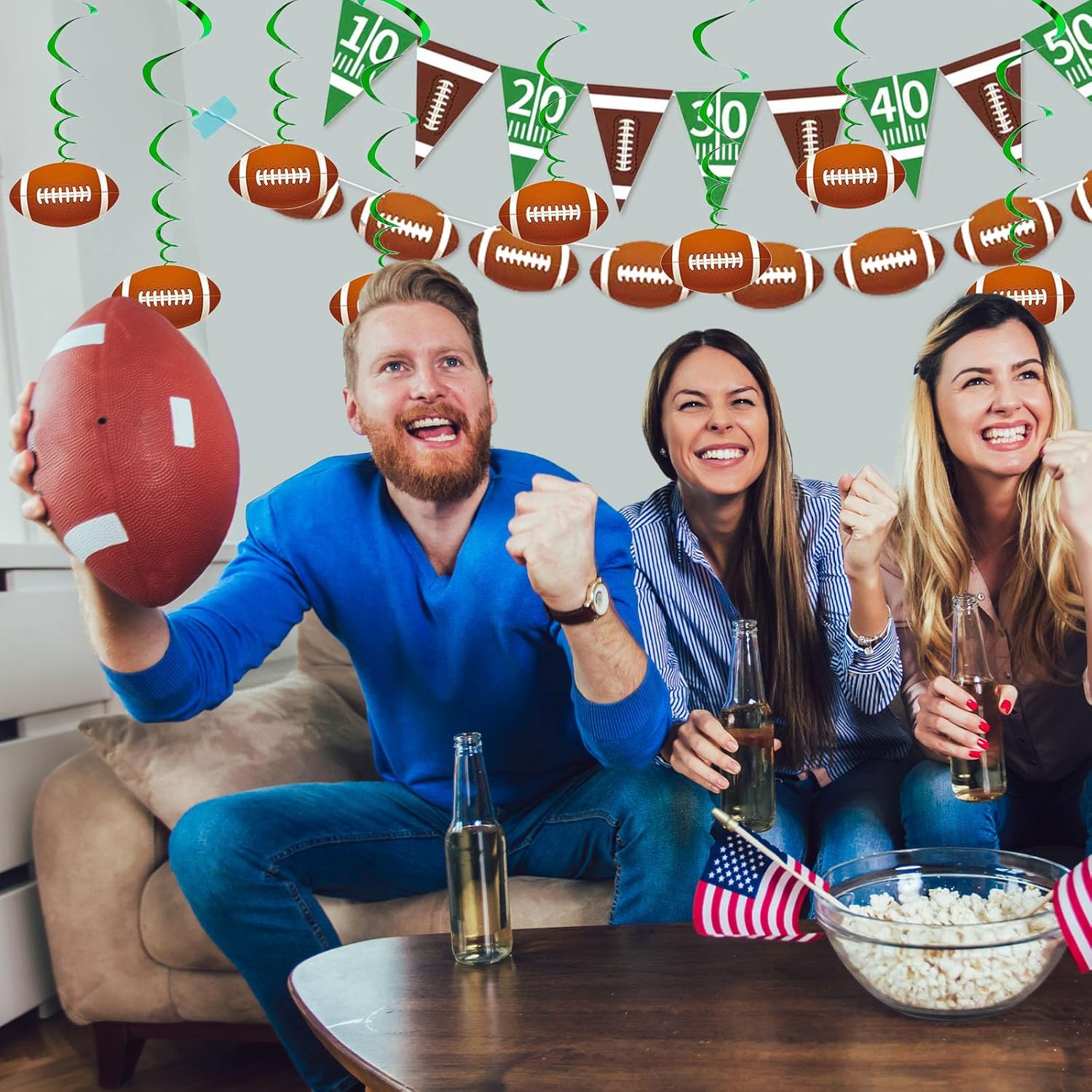 5 Serving Football Party Decorations Set