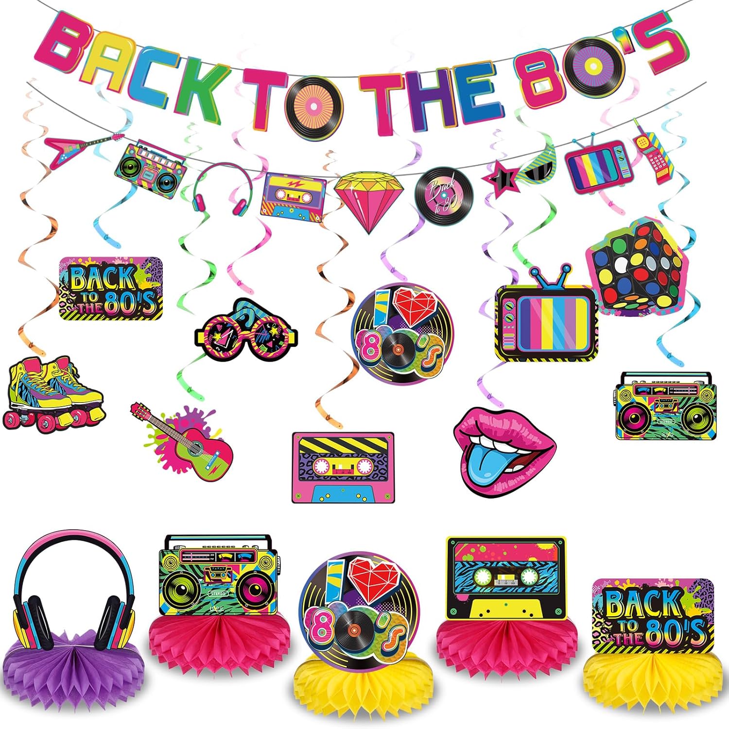 Blosssound 27 Pcs 80s 90s Party Decorations