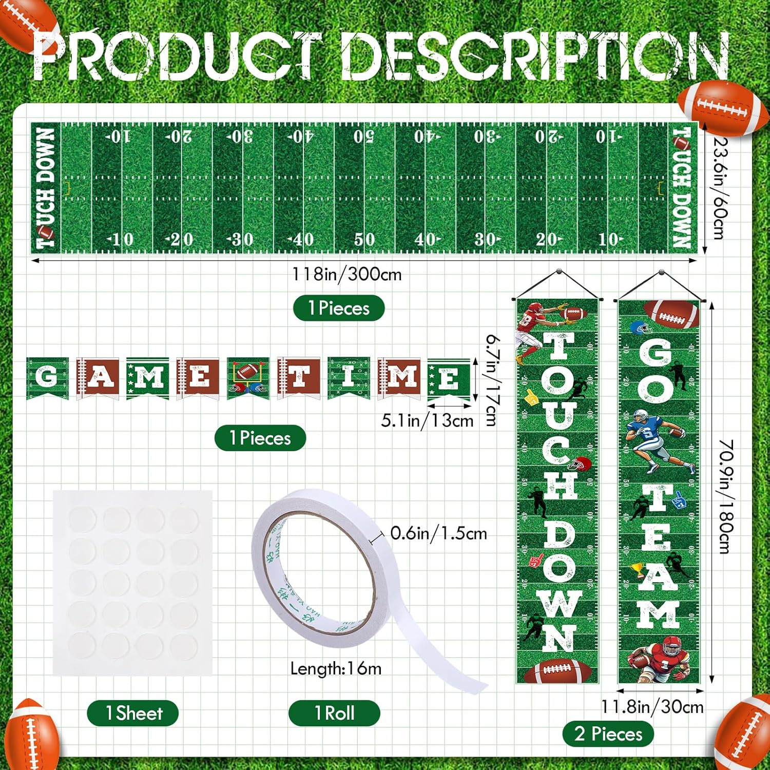 Supervitae Football Party Decor Set 3 Pcs