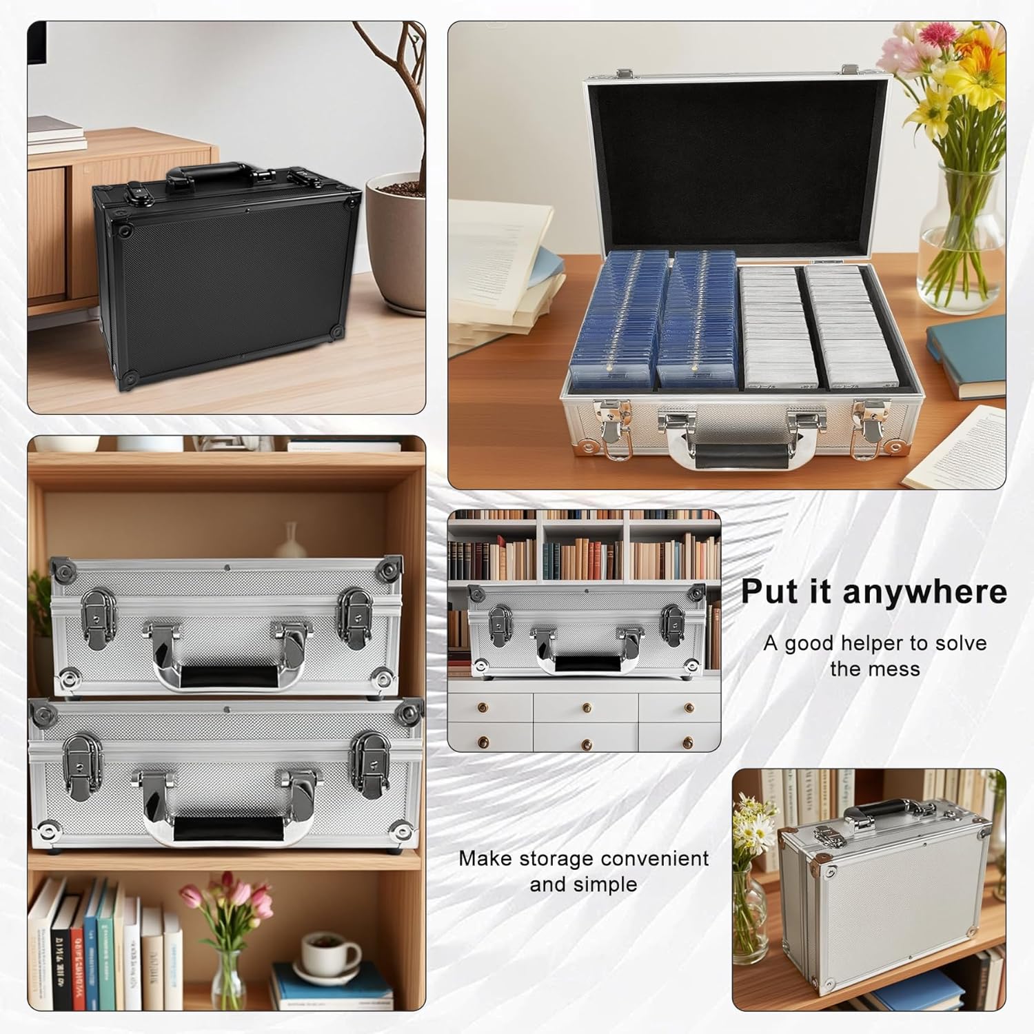 Large Capacity Card Storage Box with Detachable Partitions