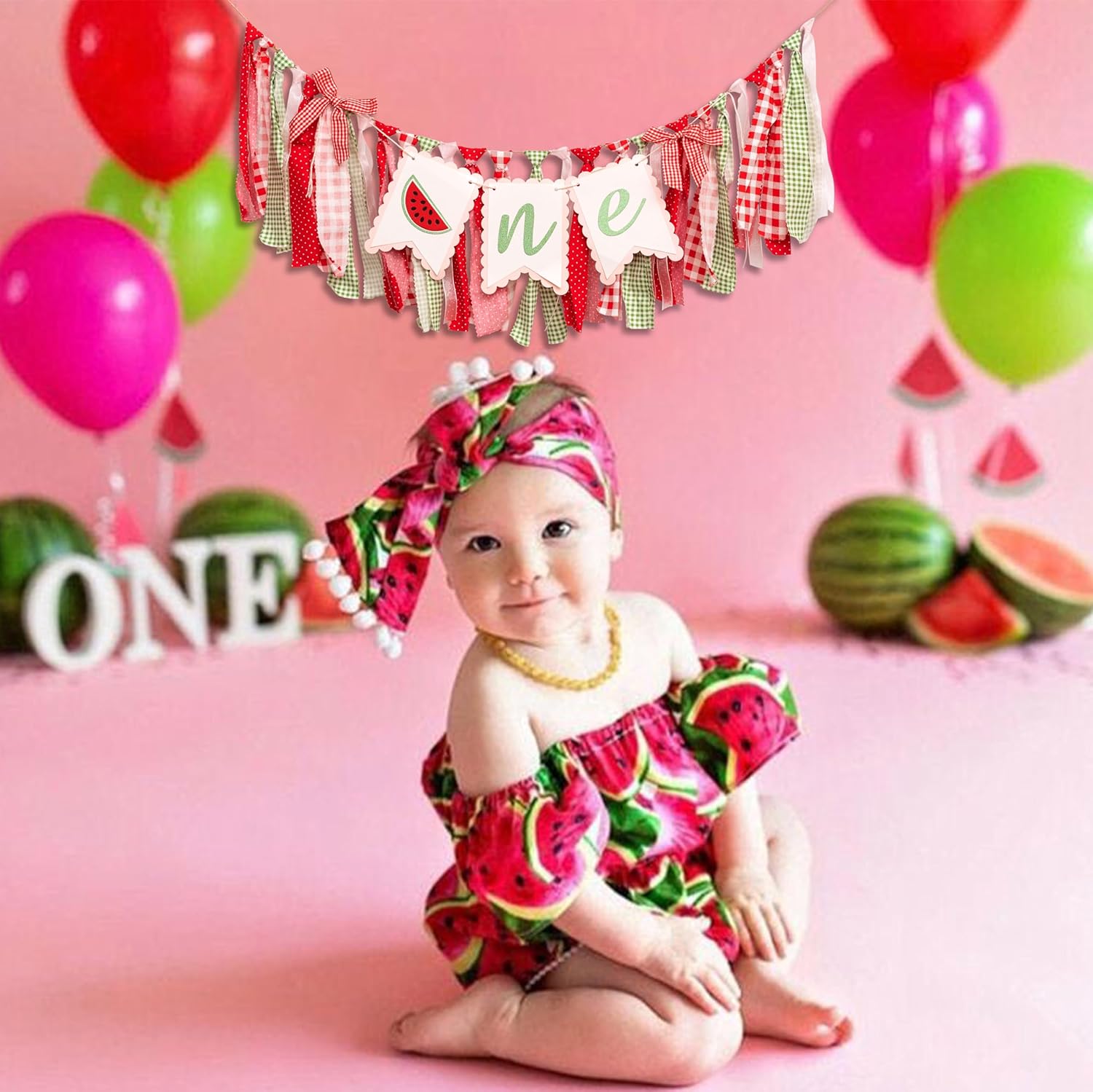 Watermelon Themed High Chair Banner for Birthday Party