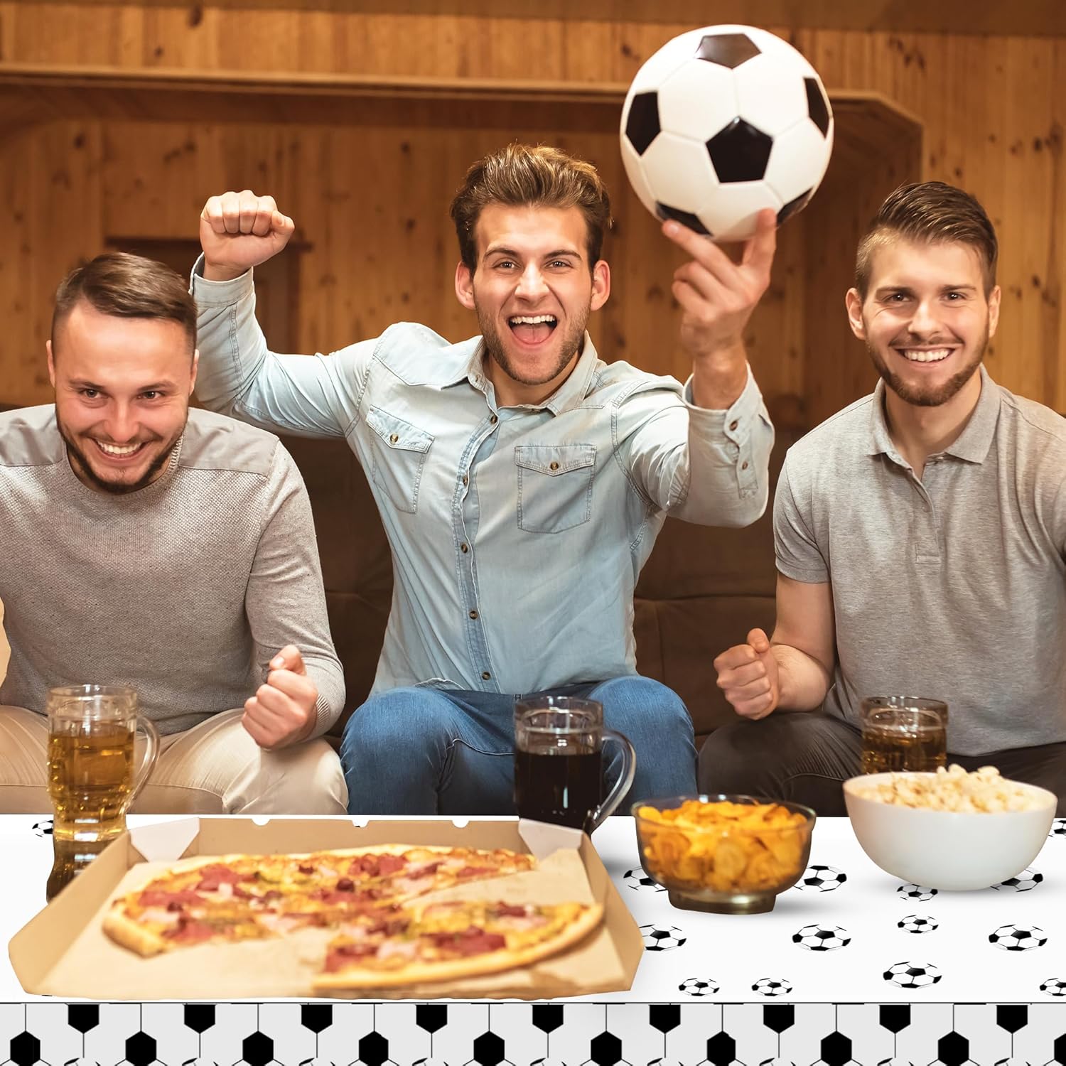 3 Pcs Soccer Party Tablecloths 54x108 Inches Ball Themed Decorations