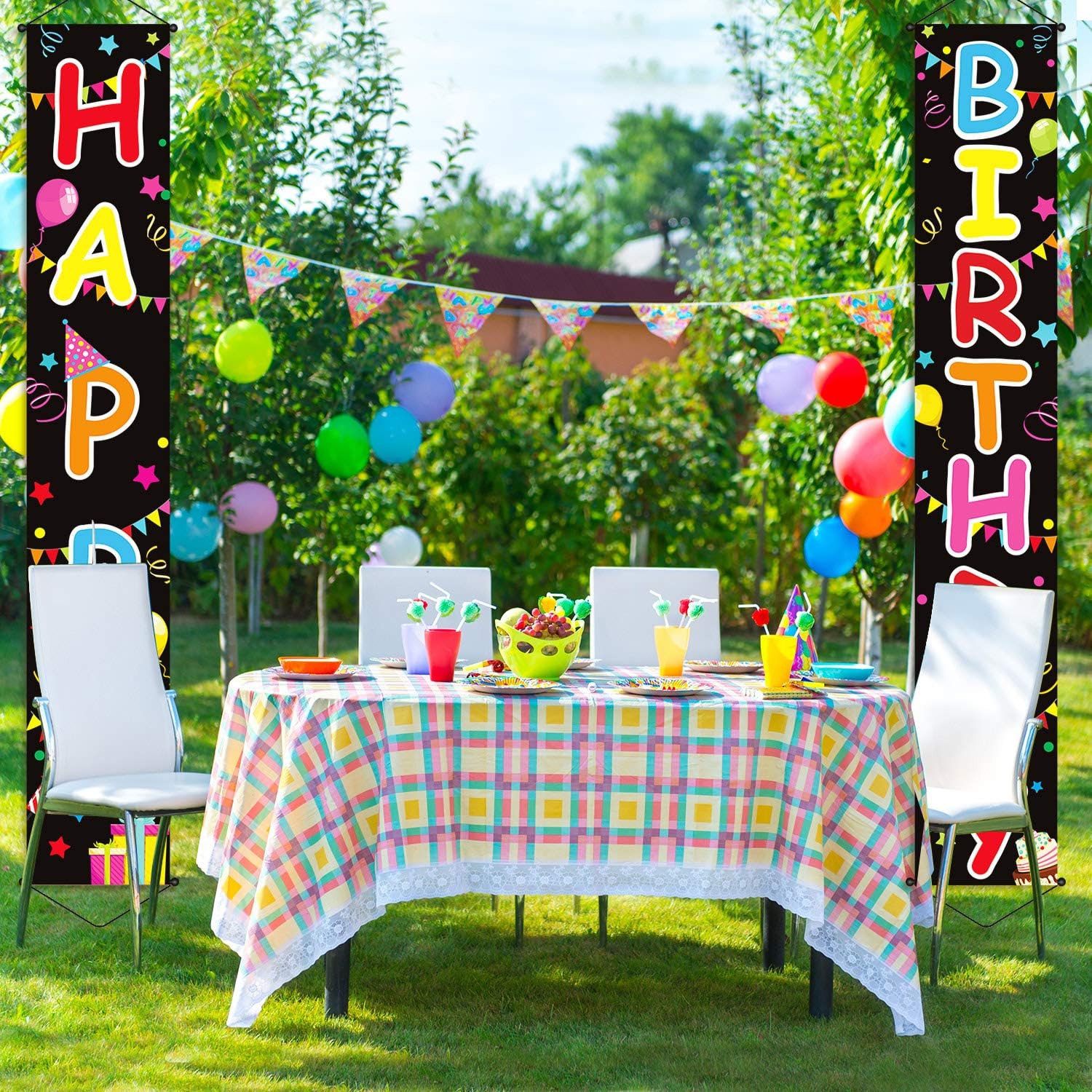 Tatuo Colorful Happy Birthday Door Banner Set