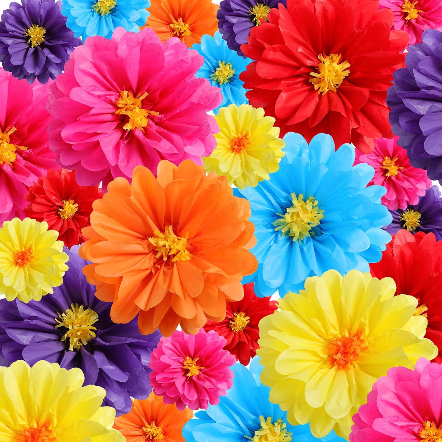 24 Pcs 10 20 Inch Giant Mexican Fiesta Paper Flowers