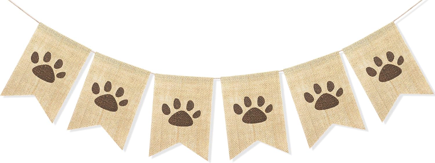 Uniwish Dog Paw Print Banner for Birthday Parties