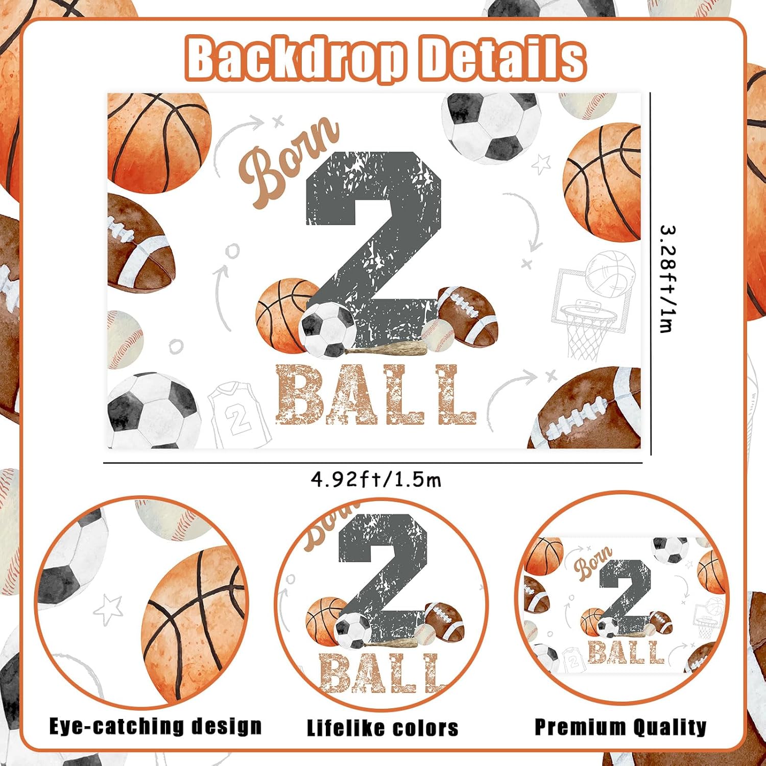 Born Two Ball Birthday Party Decorations with Backdrop Banner