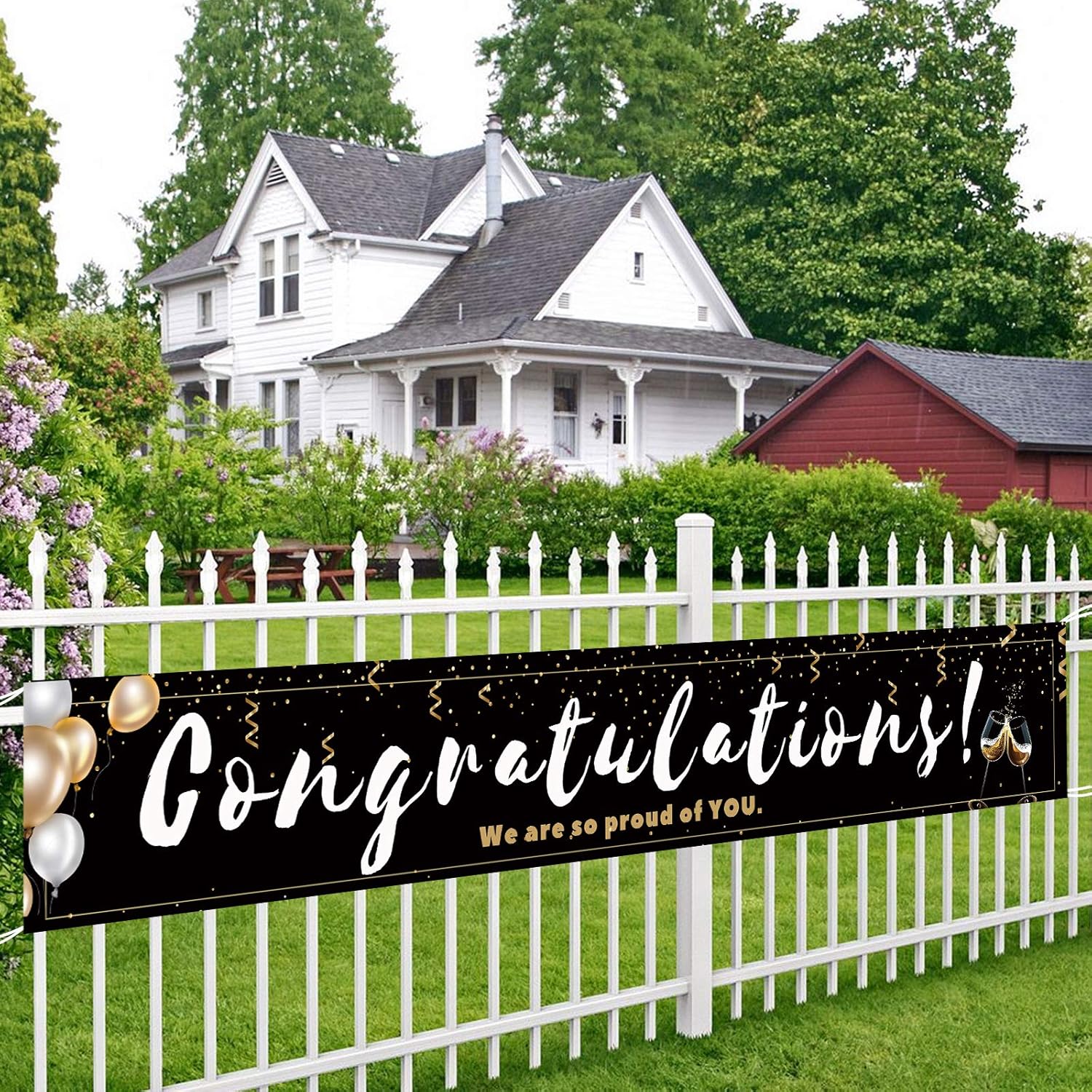 Large Black Congratulations Decoration Banner for Parties