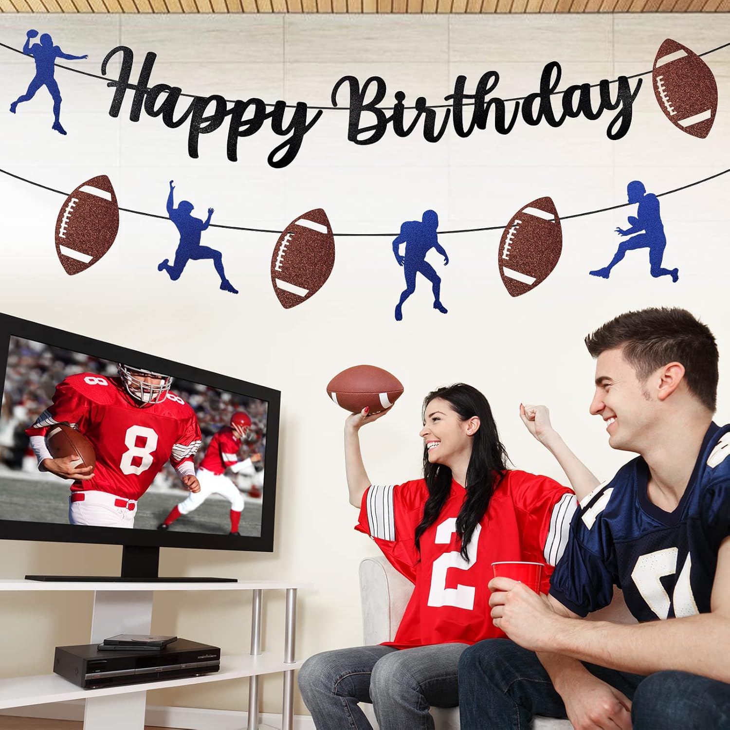 Football Birthday Banner Decorations for Boys Men
