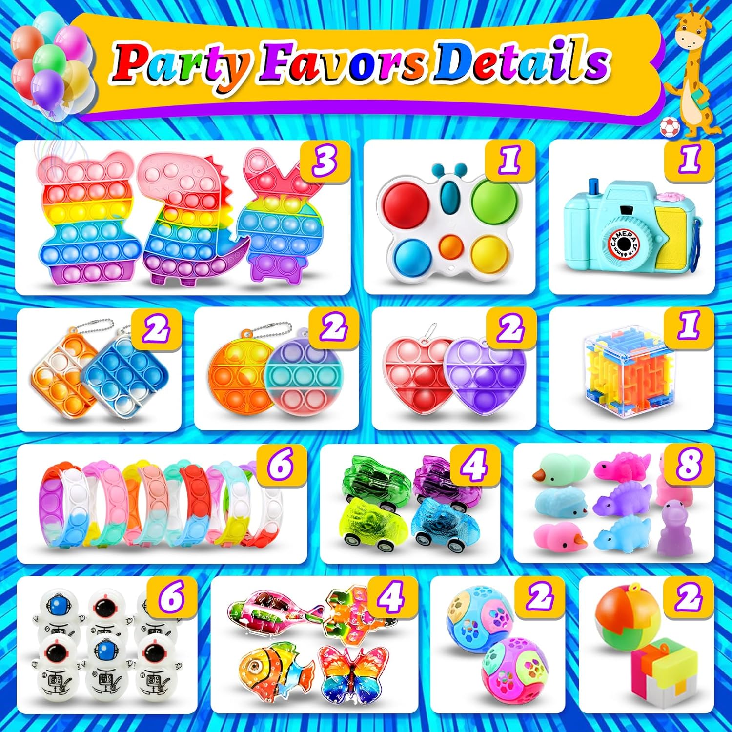 HOLILURE 206 PCS Kids Party Favors Fidget Toy Pack