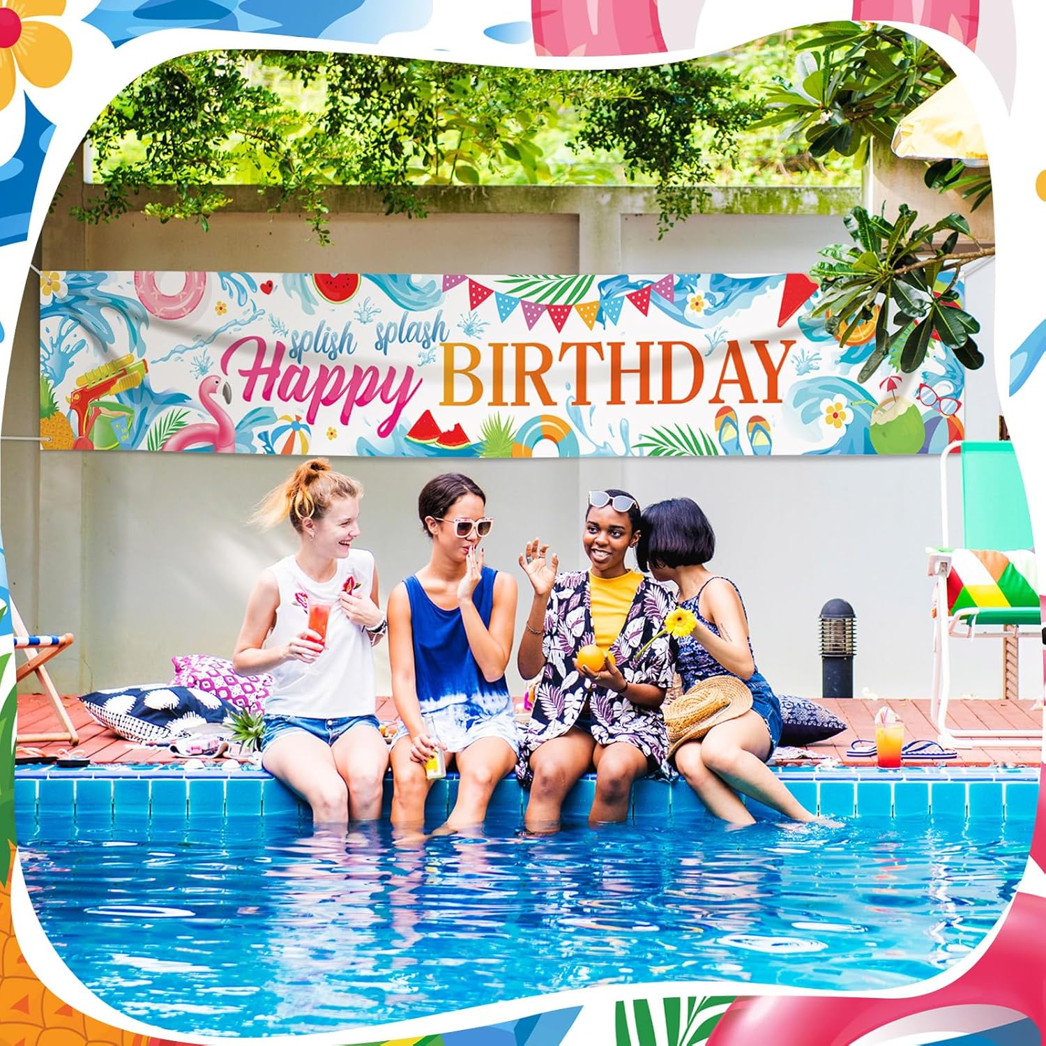 Splish Splash Summer Birthday Decor Banner 118 x 20 Inch