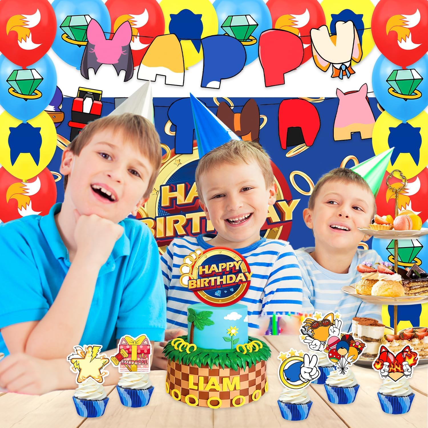 42Pcs Sonics Themed Party Supplies Pack