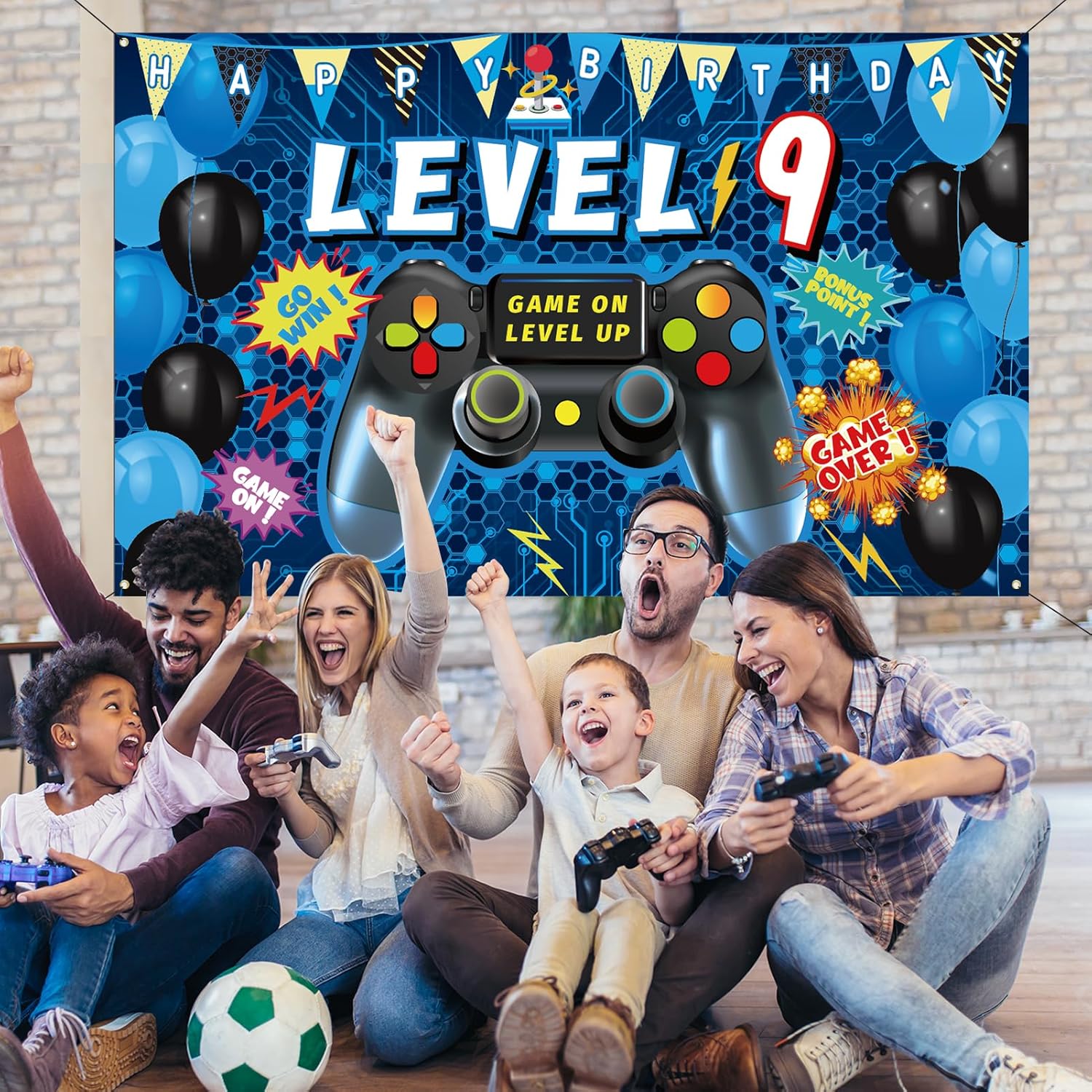 Vlipoeasn 9th Birthday Video Game Backdrop Banner