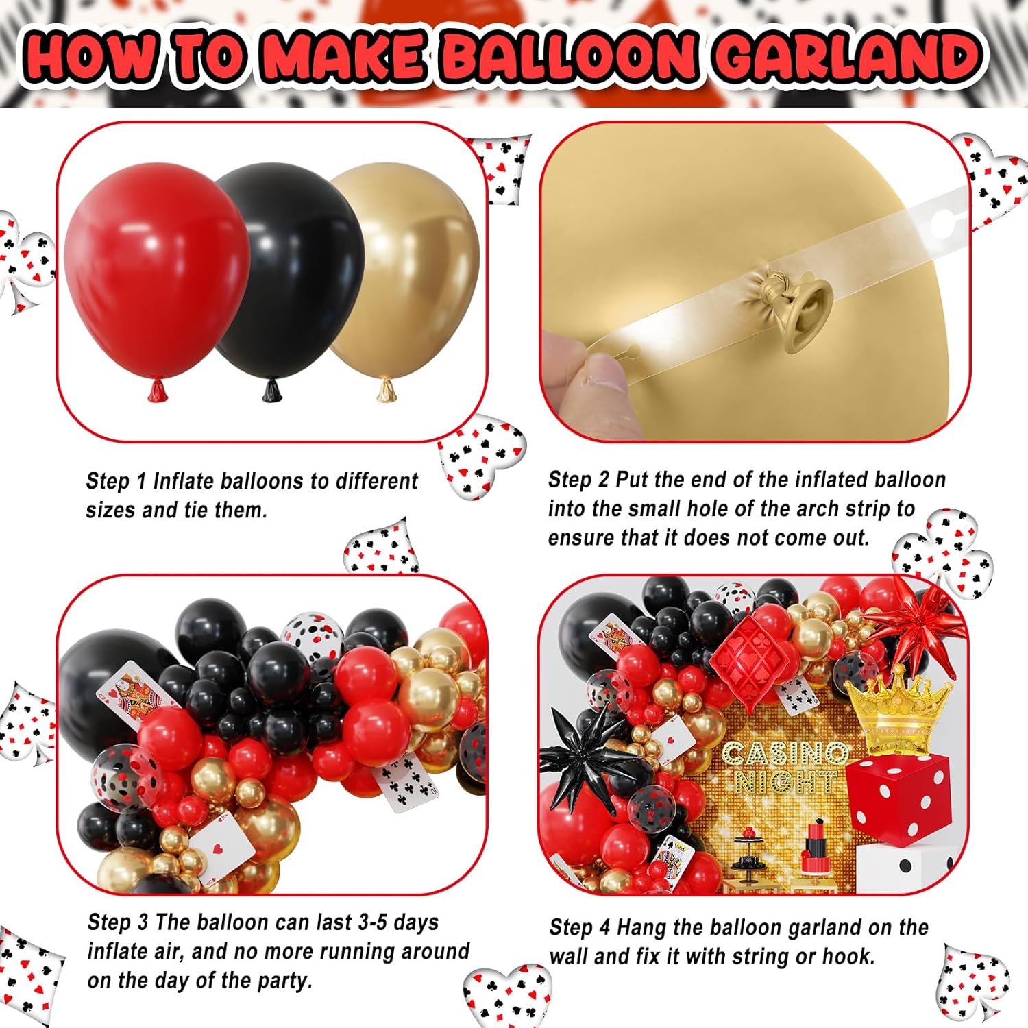144PCS Casino Dice Favor Boxes Balloon Kit Party Decorations