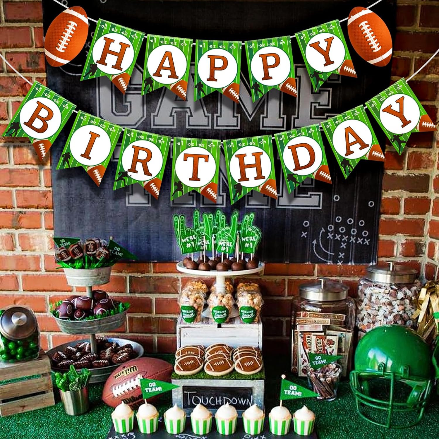 Grevosea Football Birthday Banner Party Decorations