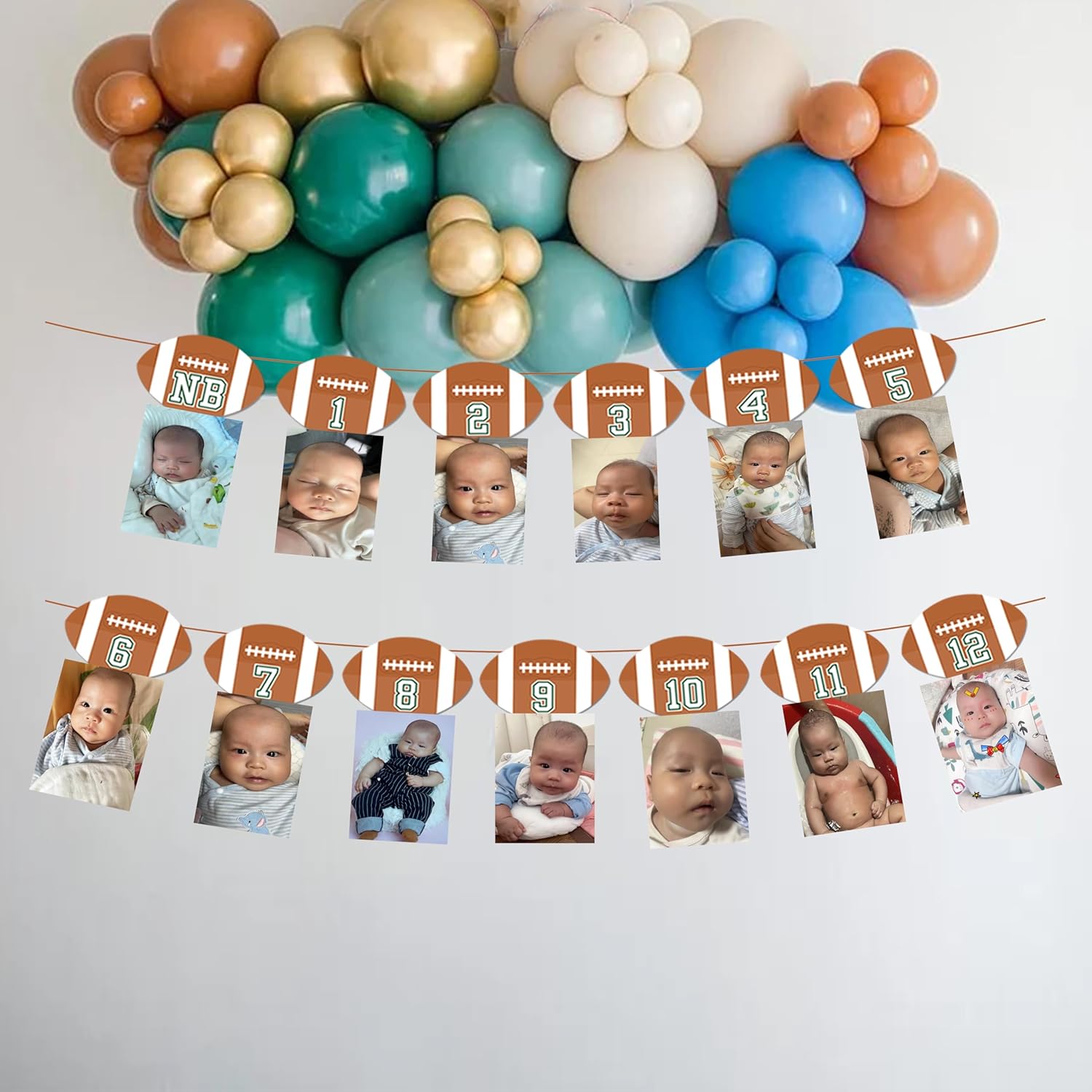 Football Birthday Photo Banner for Boys First Year Celebration