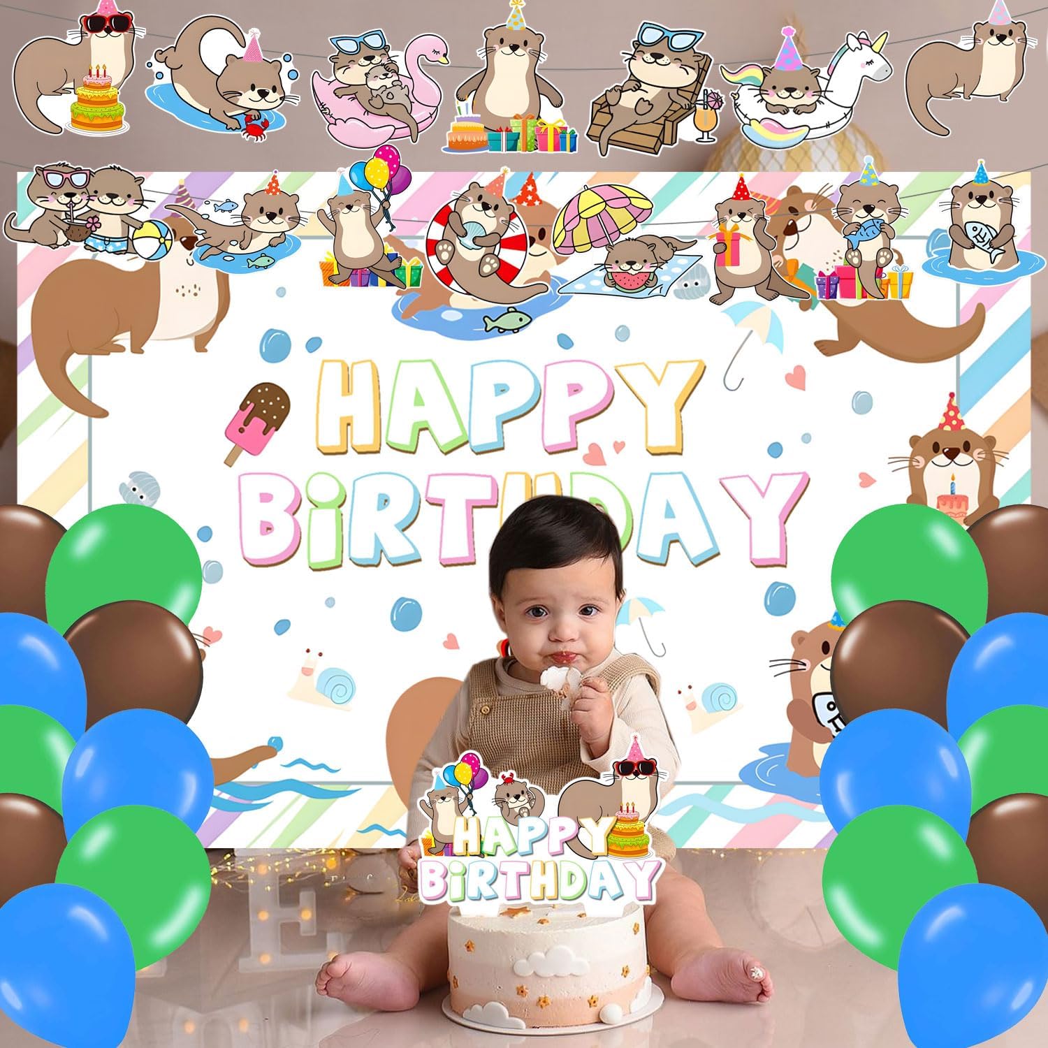 59 Pcs Otter Birthday Party Decor Set