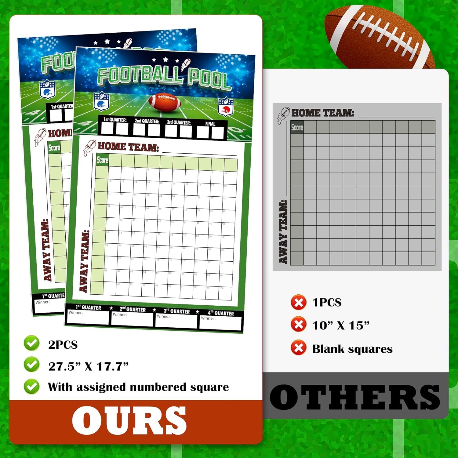 OHOME Football Party Decorations 2 Pack Pool Poster