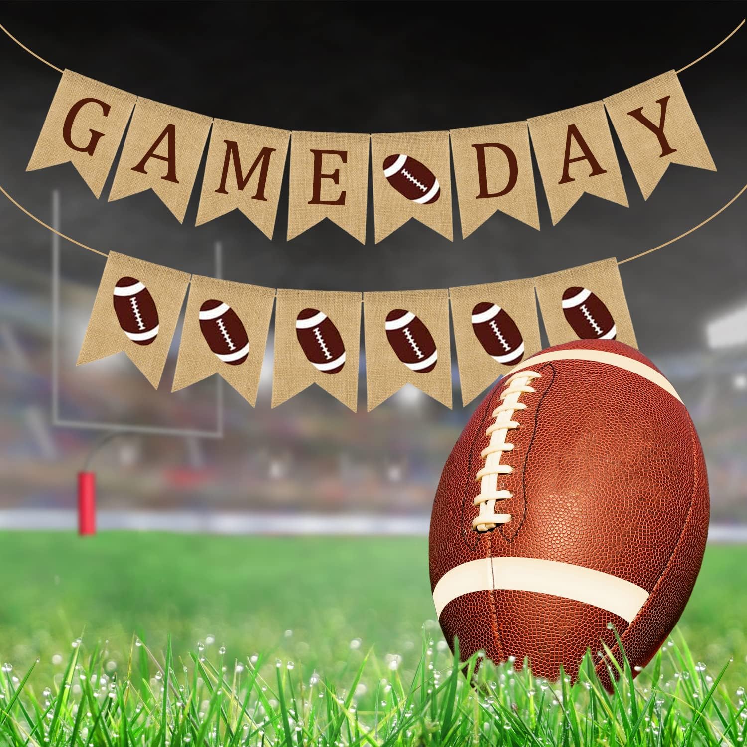 Doumeny Football Game Day Burlap Bunting Banner Set