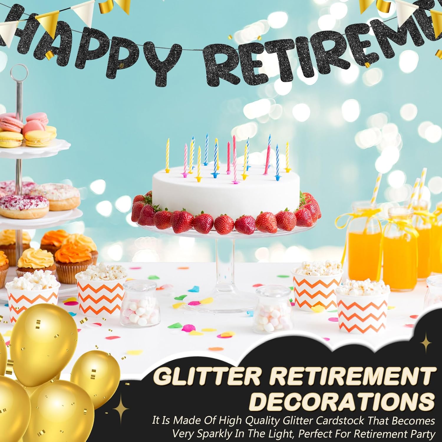 Fulmoon Happy Retirement Banner Glitter Sign