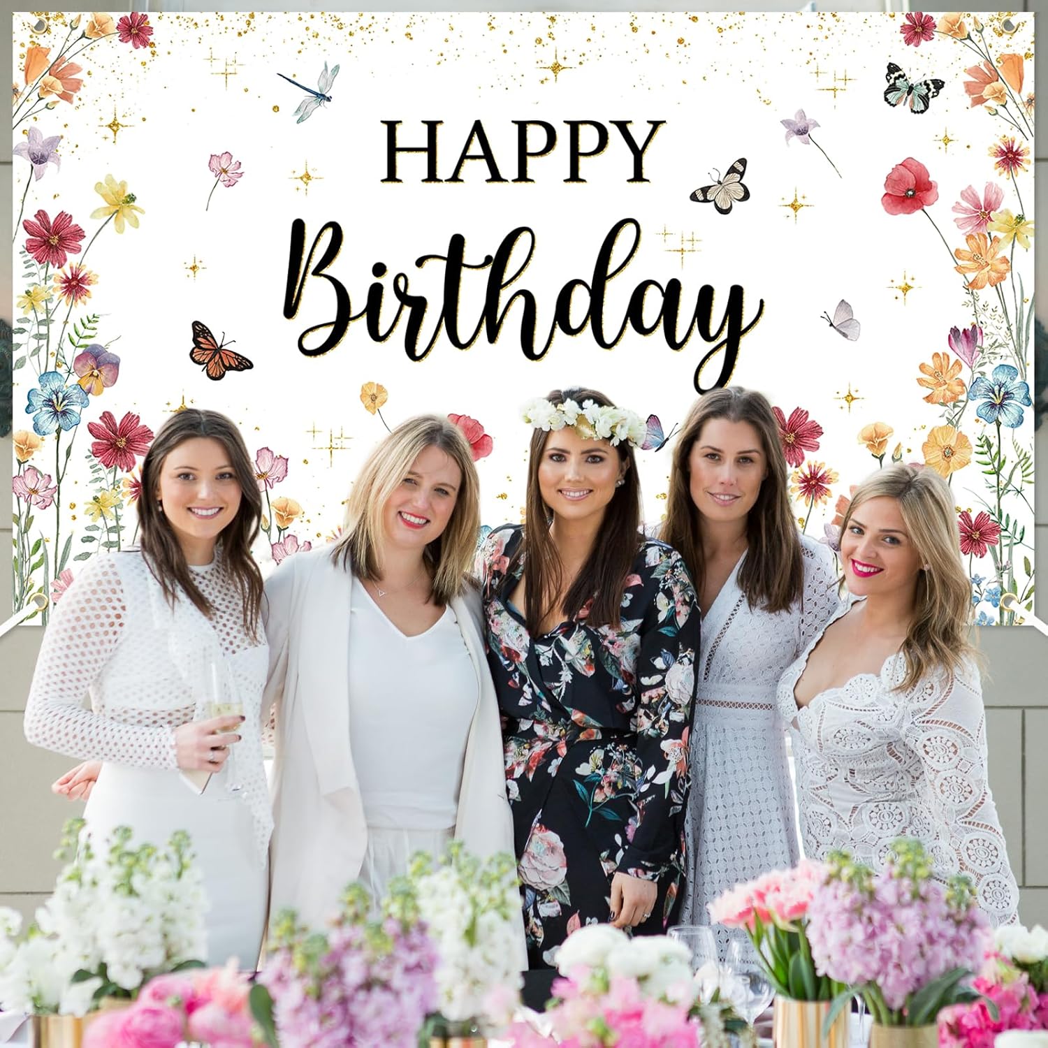 Avezano Wildflower Birthday Banner 6x36ft