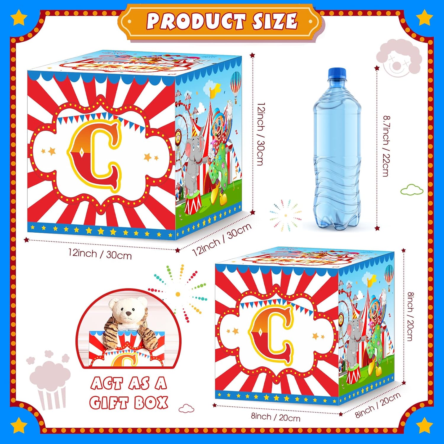 Yexiya Carnival Circus Party Favor Boxes 6 Pcs