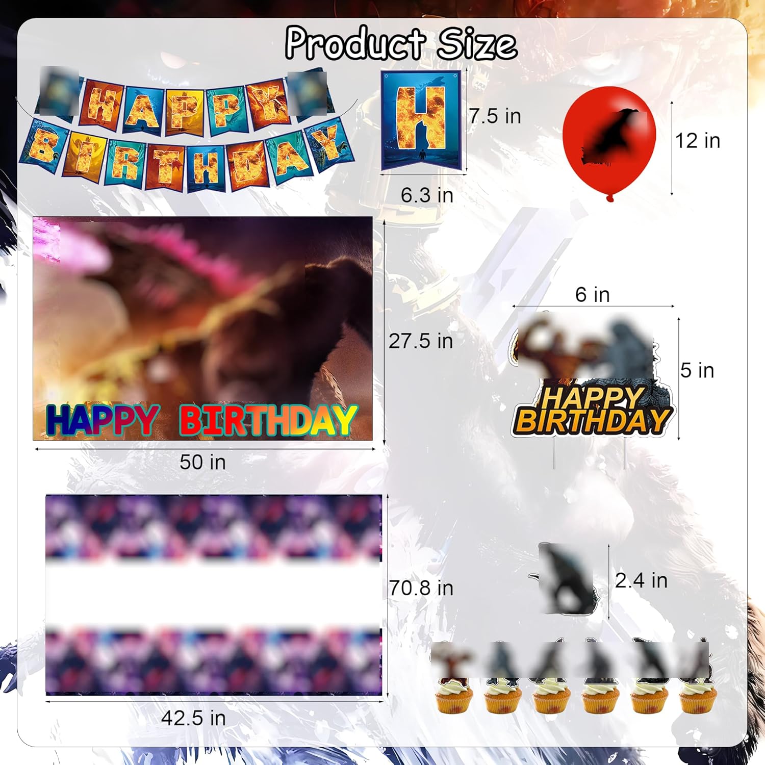 HDPIYRE King of the Monsters Birthday Decorations Set