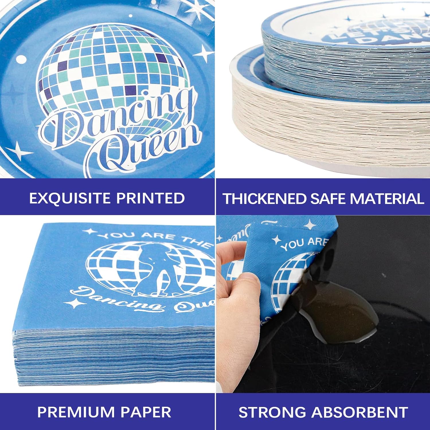180PCS Dancing Queen Party Plates Napkins Set