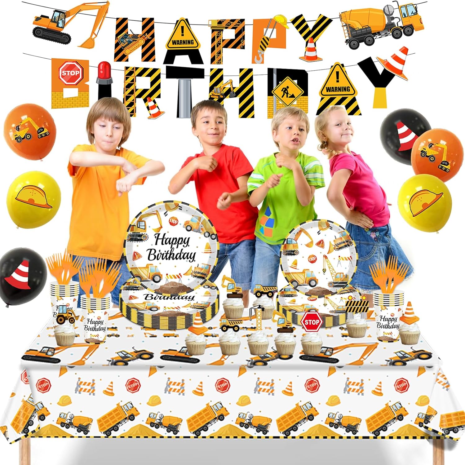 Construction Birthday Party Supplies for 24 Guests
