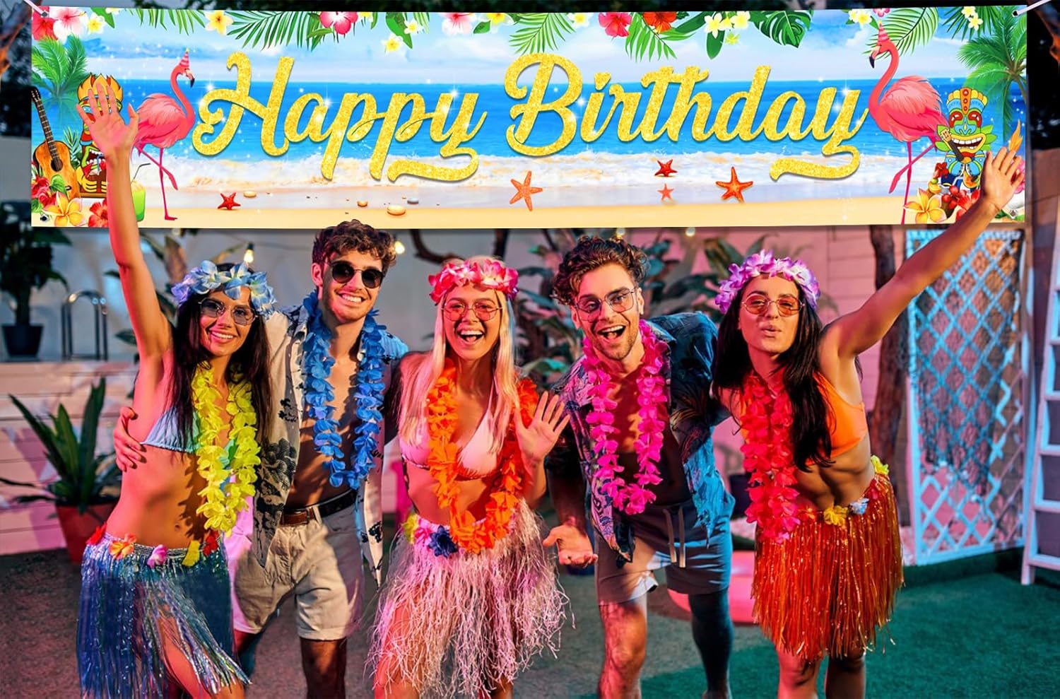 Tropical Luau Birthday Banner Decorations Yard Sign