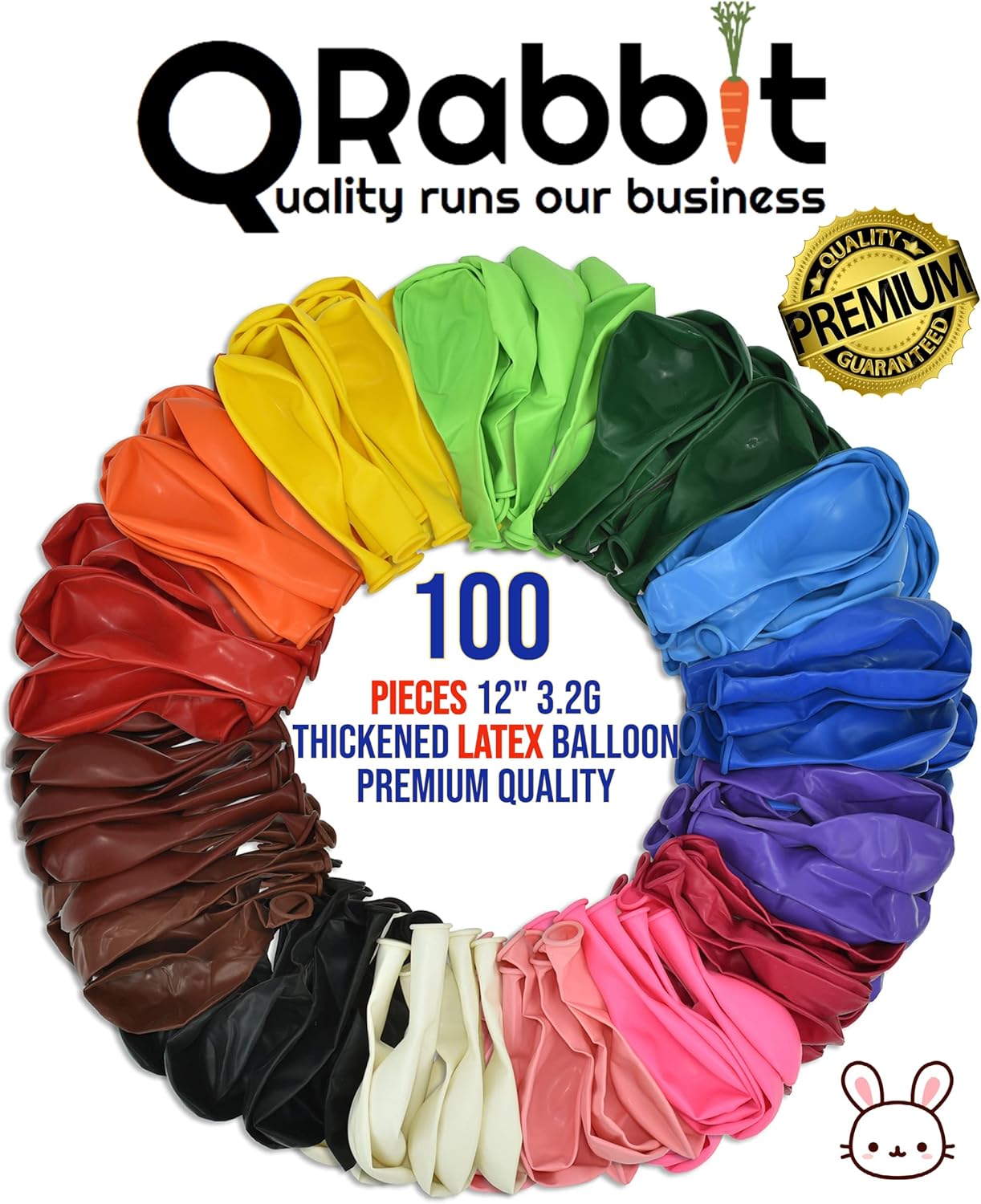 QRabbit 100 Pack 12 Inch Party Balloons