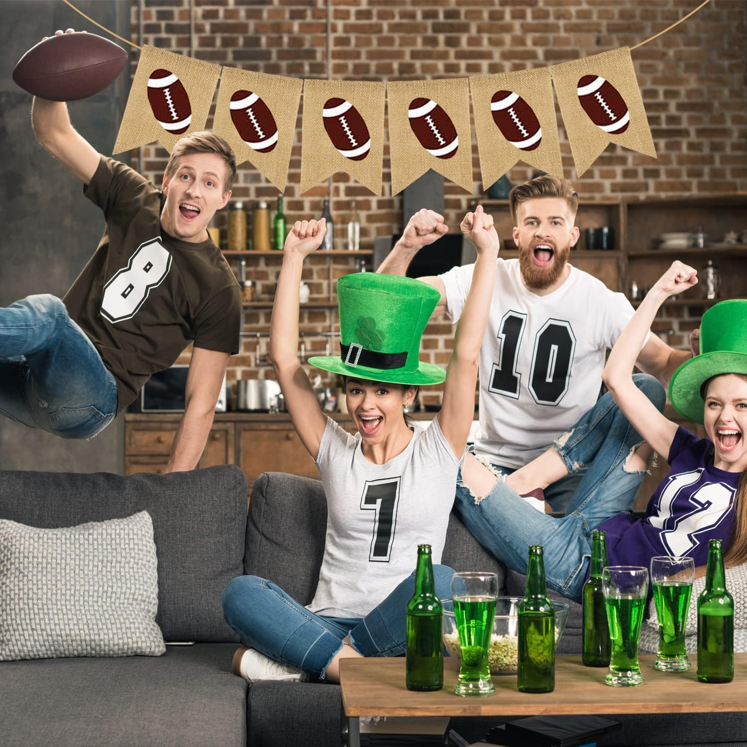 Doumeny Football Game Day Burlap Bunting Banner Set