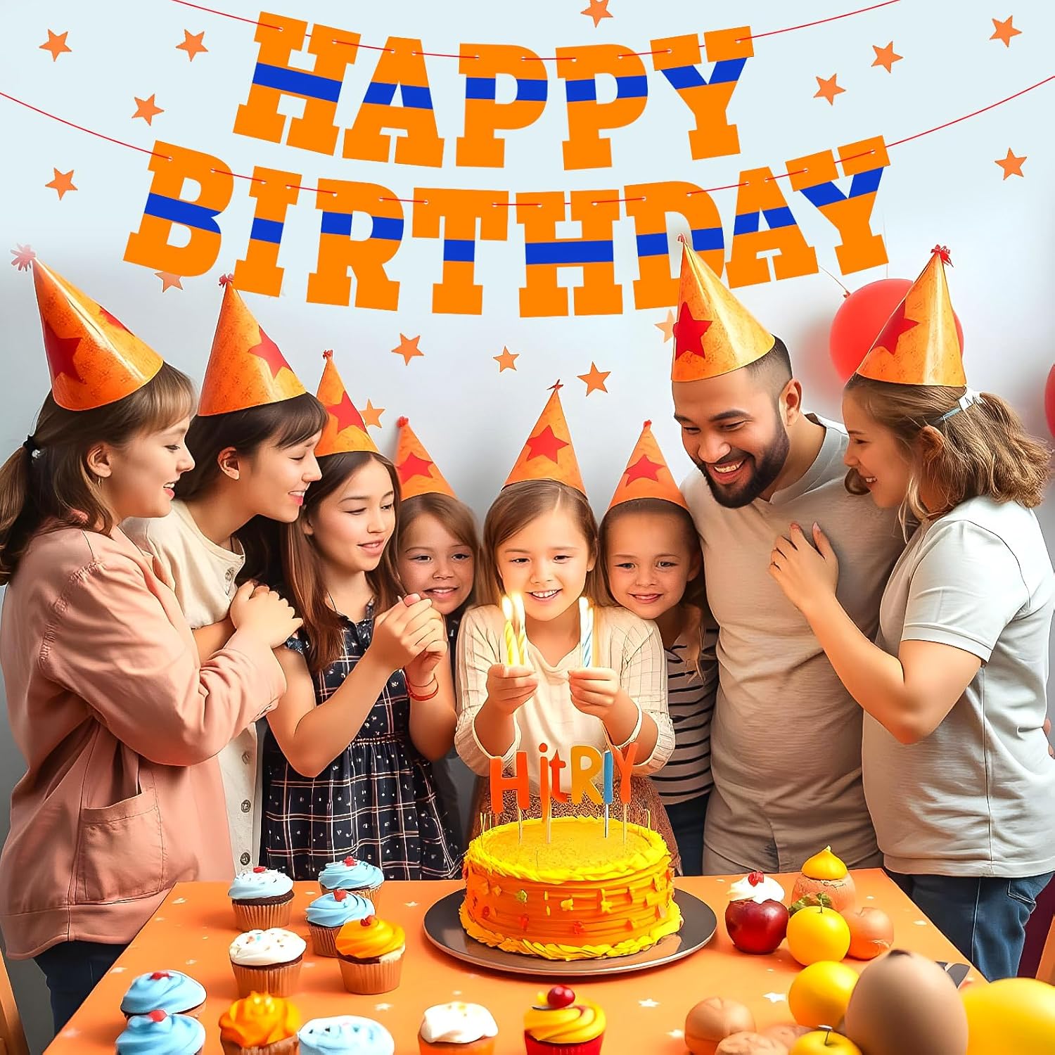 Oudain Anime Happy Birthday Banner with Dragon Design