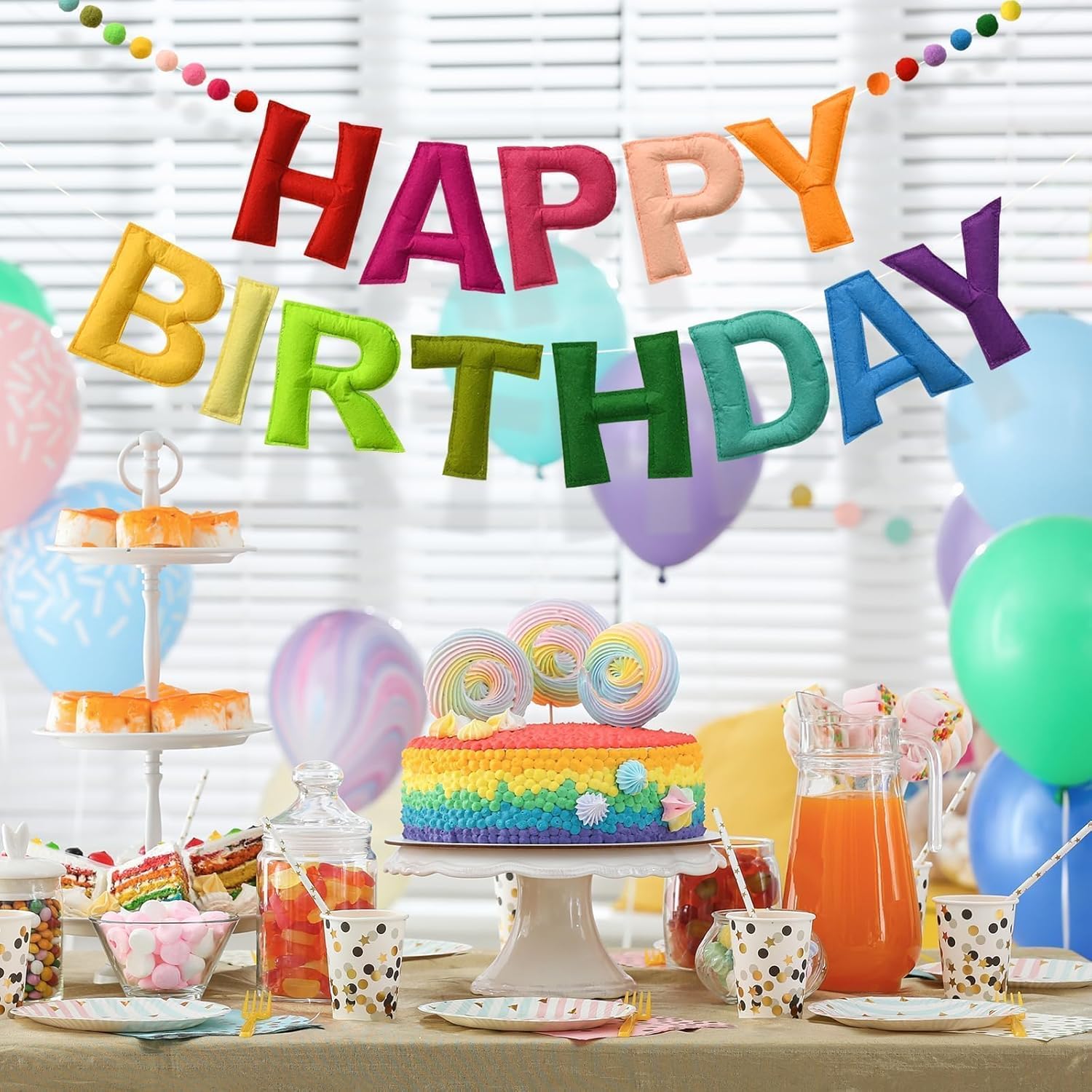 LOLStar Happy Birthday Felt Ball Garland