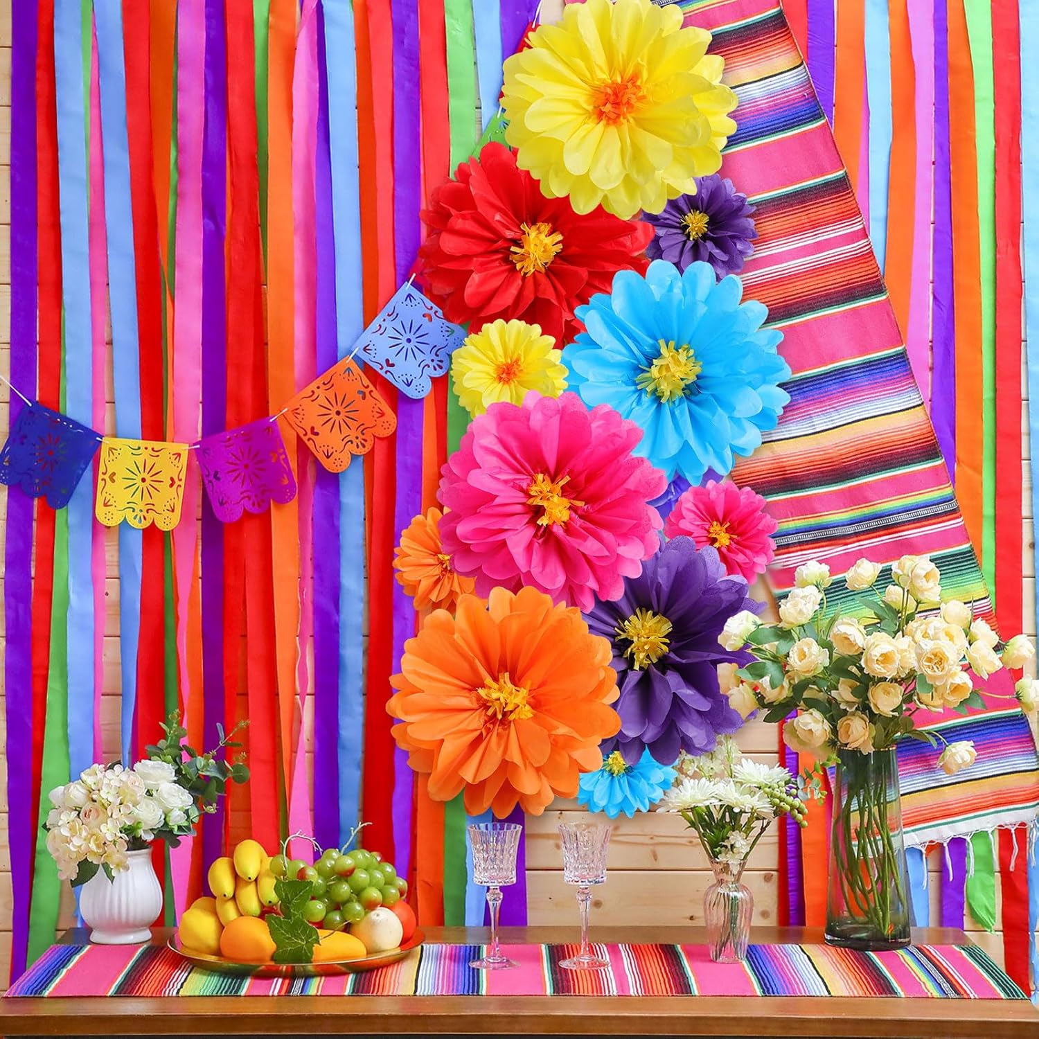 24 Pcs 10 20 Inch Giant Mexican Fiesta Paper Flowers