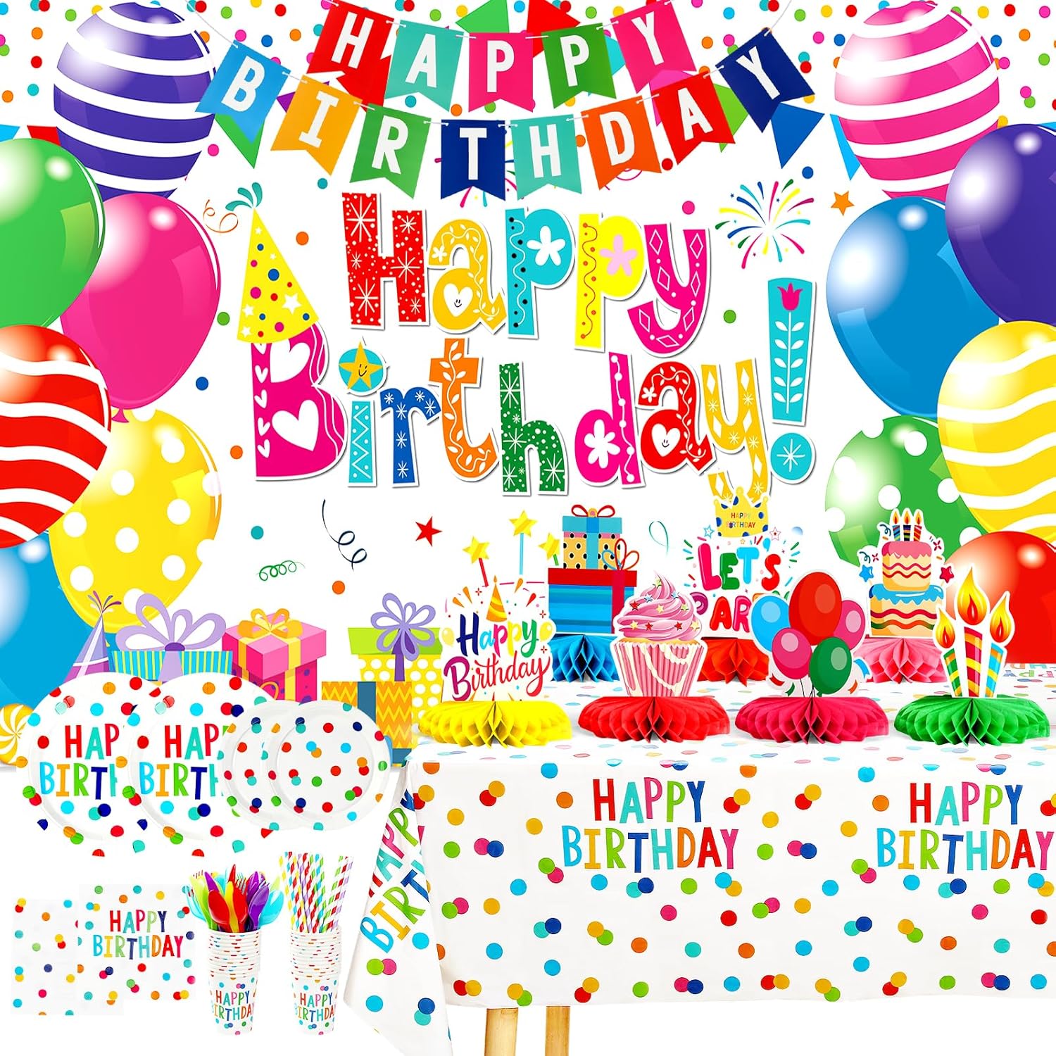 Happy Birthday Decorations 170pcs Party Supplies Kit
