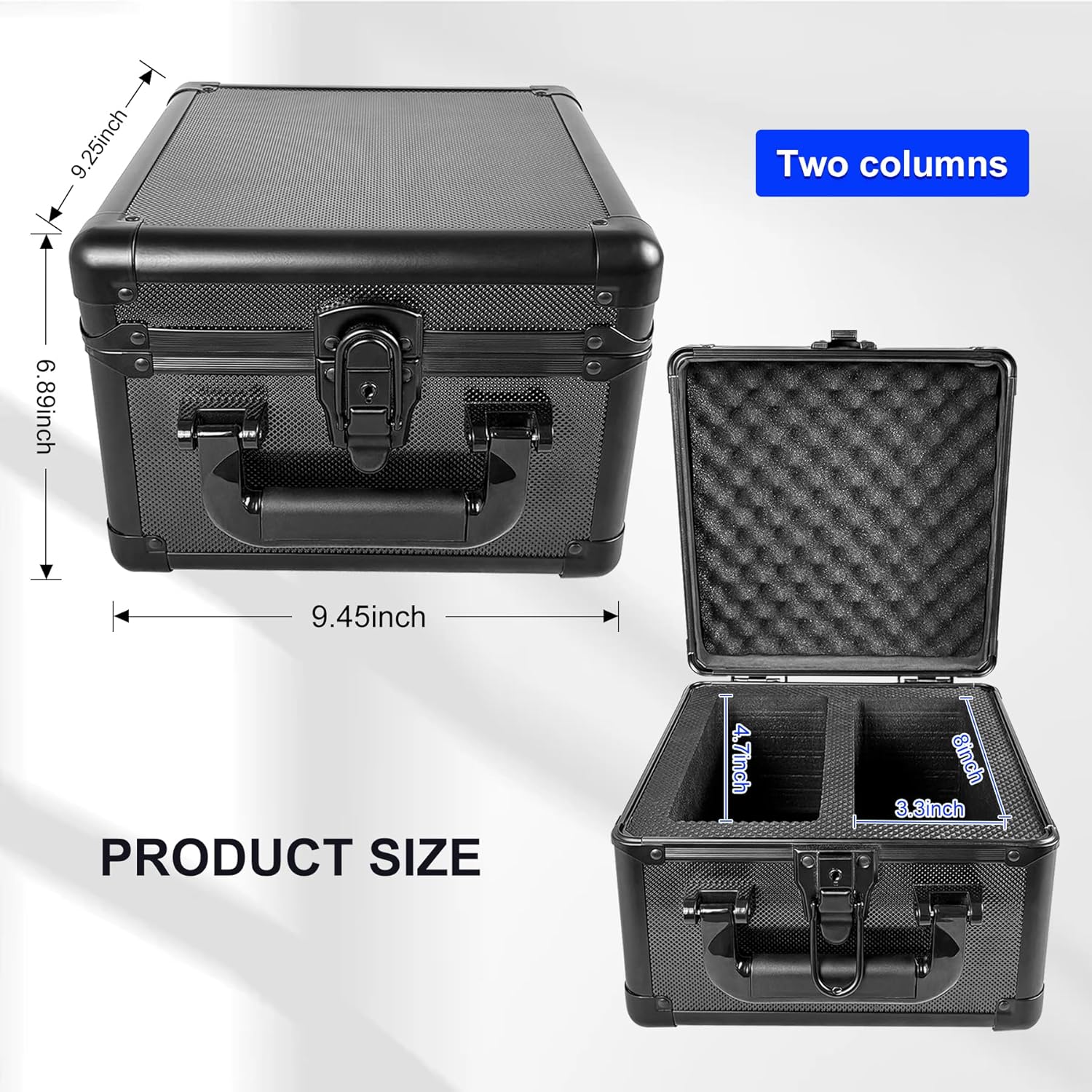 Aluminum Alloy Graded Card Storage Box with Two Rows Black
