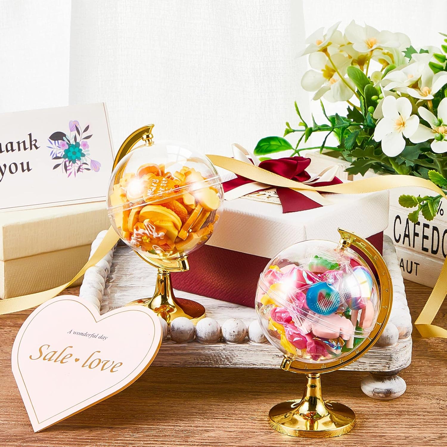 60 Pieces Mini Globe Candy Containers Gold Party Favors