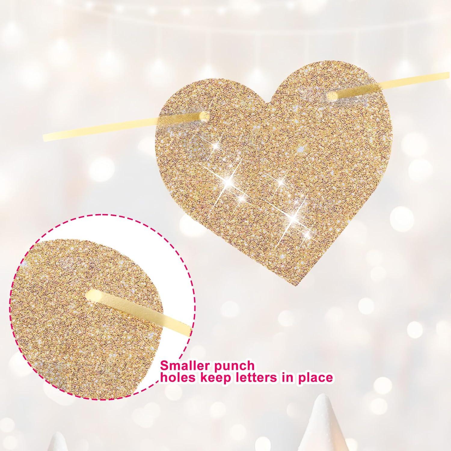 Sparkling Gold Glitter Bridal Shower Banner Reusable Engagement Sign