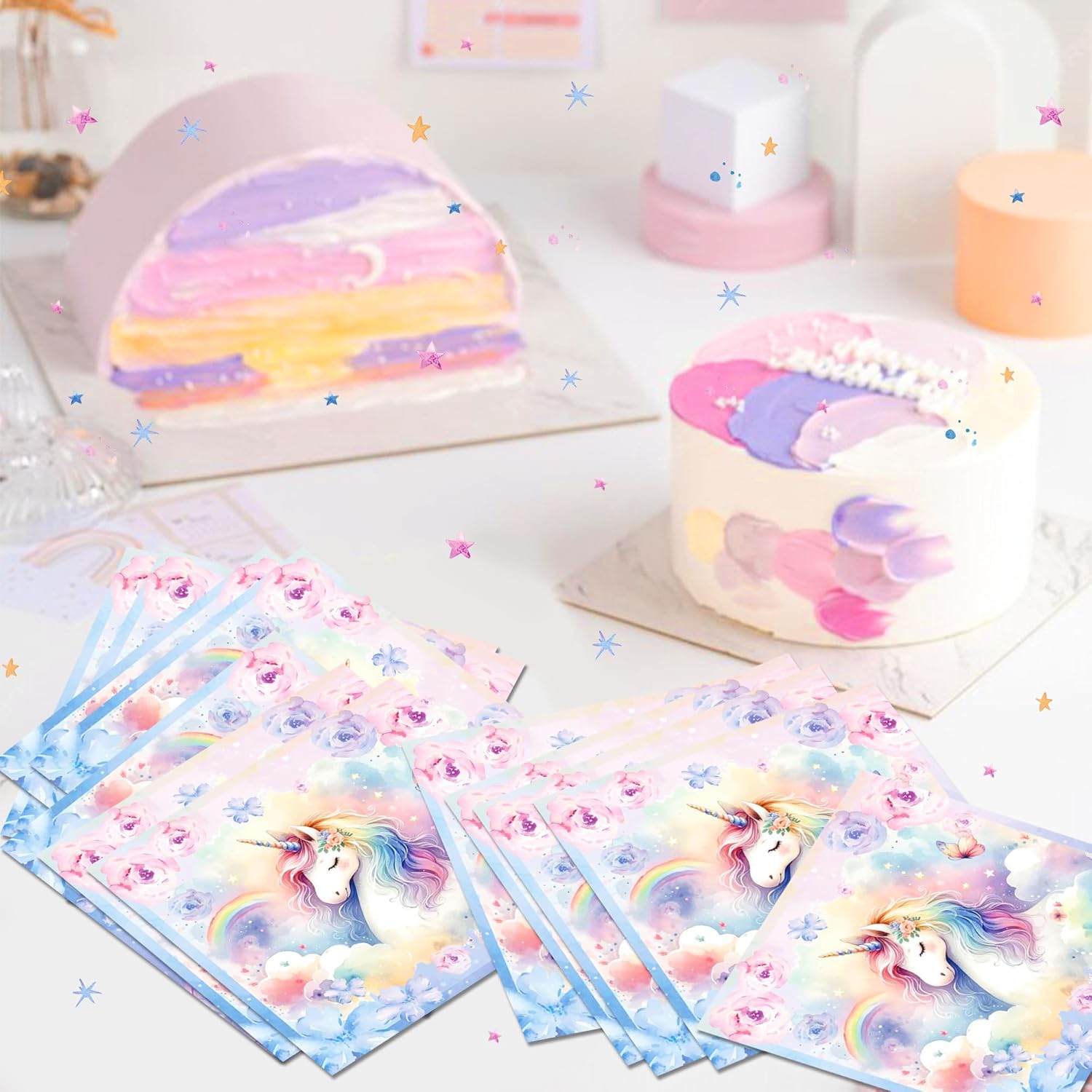Unicorn Party Napkins 40PCS Rainbow Balloon Design