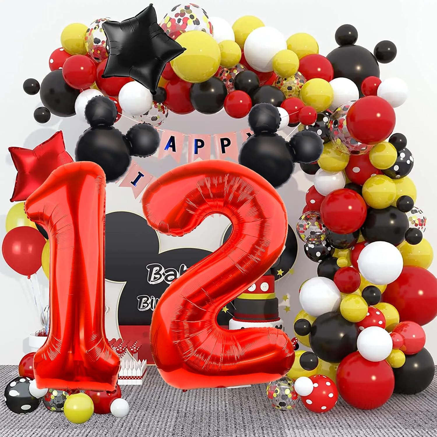 Mouse Number 2 Balloon Set 40 inch Red 18 inch Mini Mouse Head
