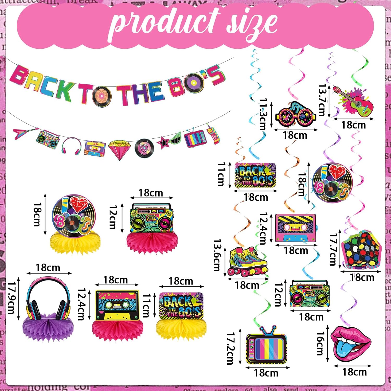 Blosssound 27 Pcs 80s 90s Party Decorations