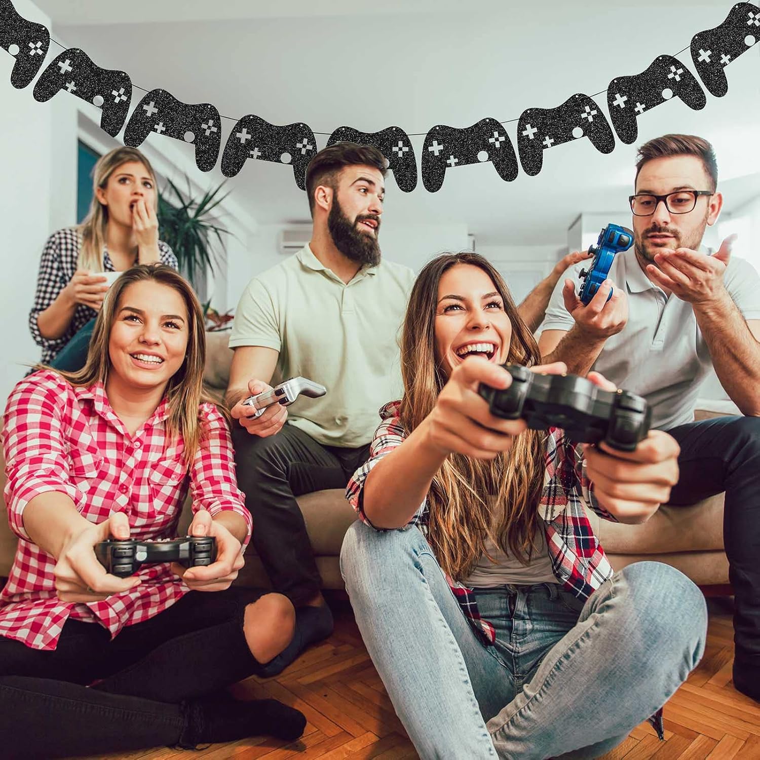 Marspark 2 Pcs Video Game Controller Garland for Birthday Party